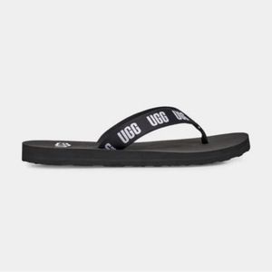 UGG Black/White Graphic Logo Fabric Flip Flop Size 10